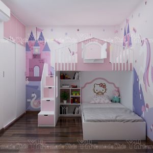 phòng ngủ hello kitty bé gái