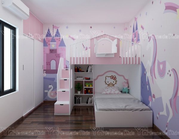 phòng ngủ hello kitty bé gái